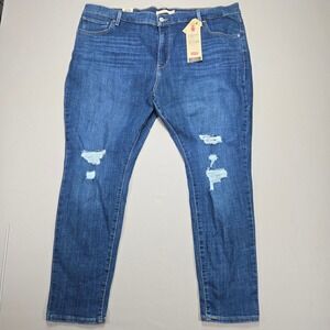 Levi's 721 High Rise Skinny Jeans Distressed Ripped Denim Plus Size‎ 24W